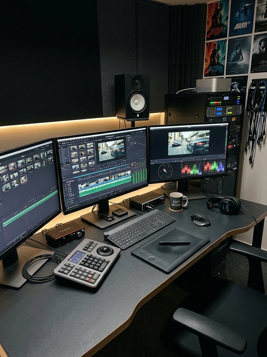 Sleek Video Editing Suite Studio